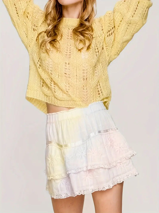 1pc Women'S Casual Polyester V-Neck Sweater with Back Bow Detail - Solid Color, Elegant Loose Fit Pullover for Autumn & Winter